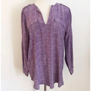 Joie Sz S Purple 100% Silk Blouse Utility Top Military Rare